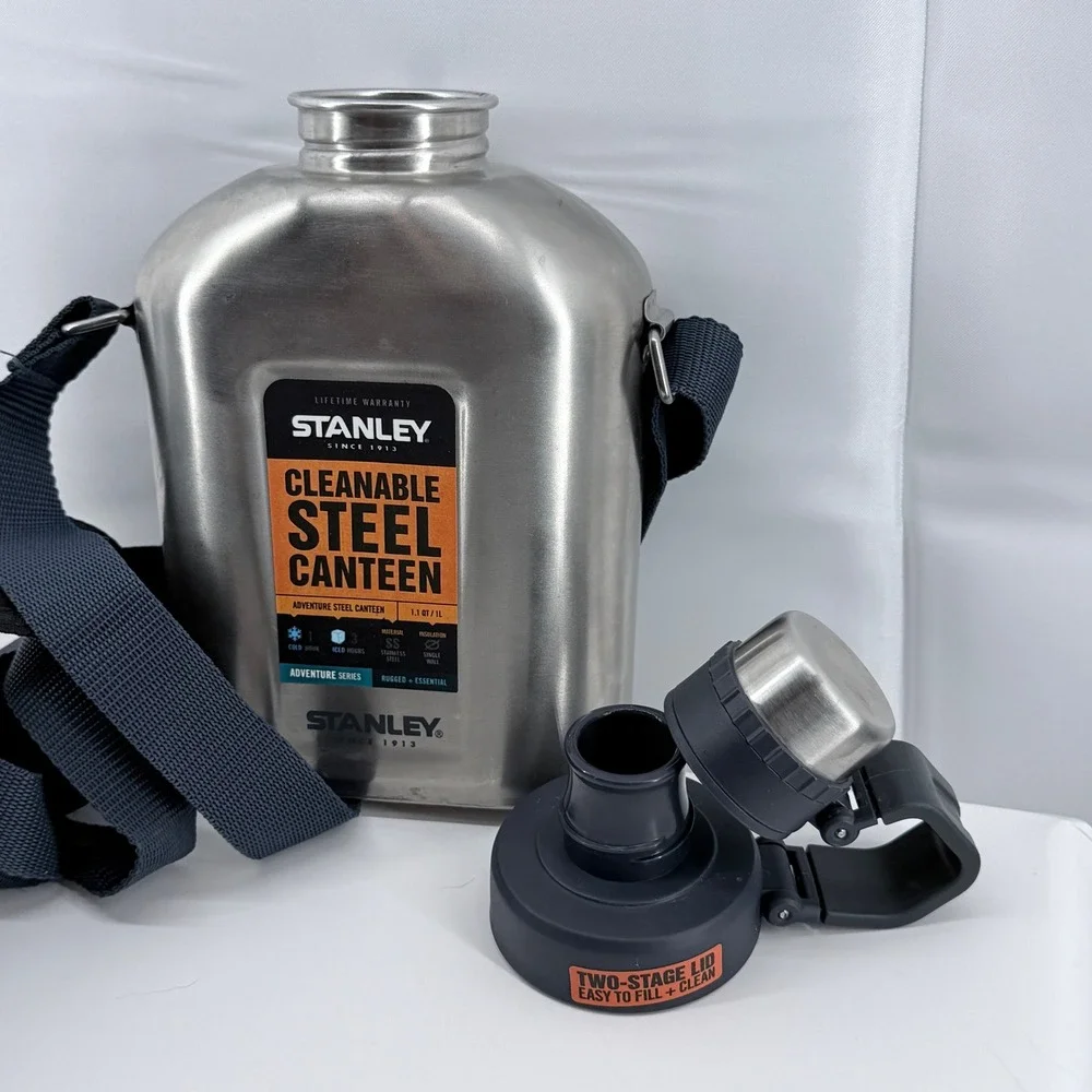 Stanley Steel Canteen 1.1Qt w Gerber Bear Grylls Pouch Strap Survival Kit - Picture 6 of 10